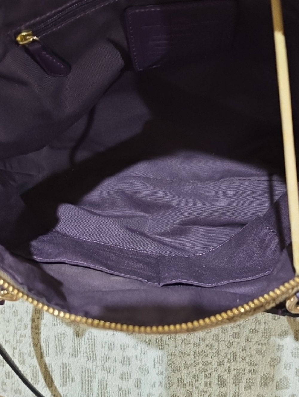 Coach Kelsey Brown Signature Satchel with Purple Leather Accents - Picture 11 of 15